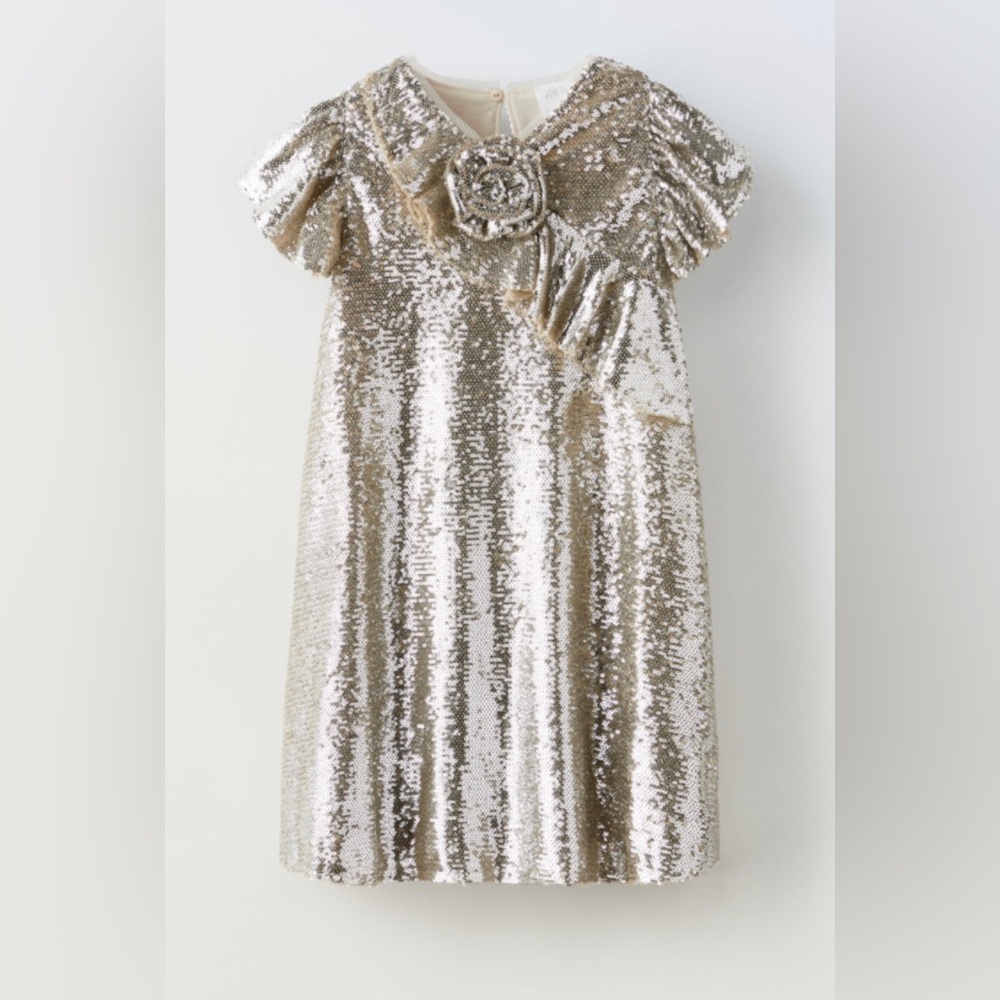 Zara FLORAL SEQUIN DRESS